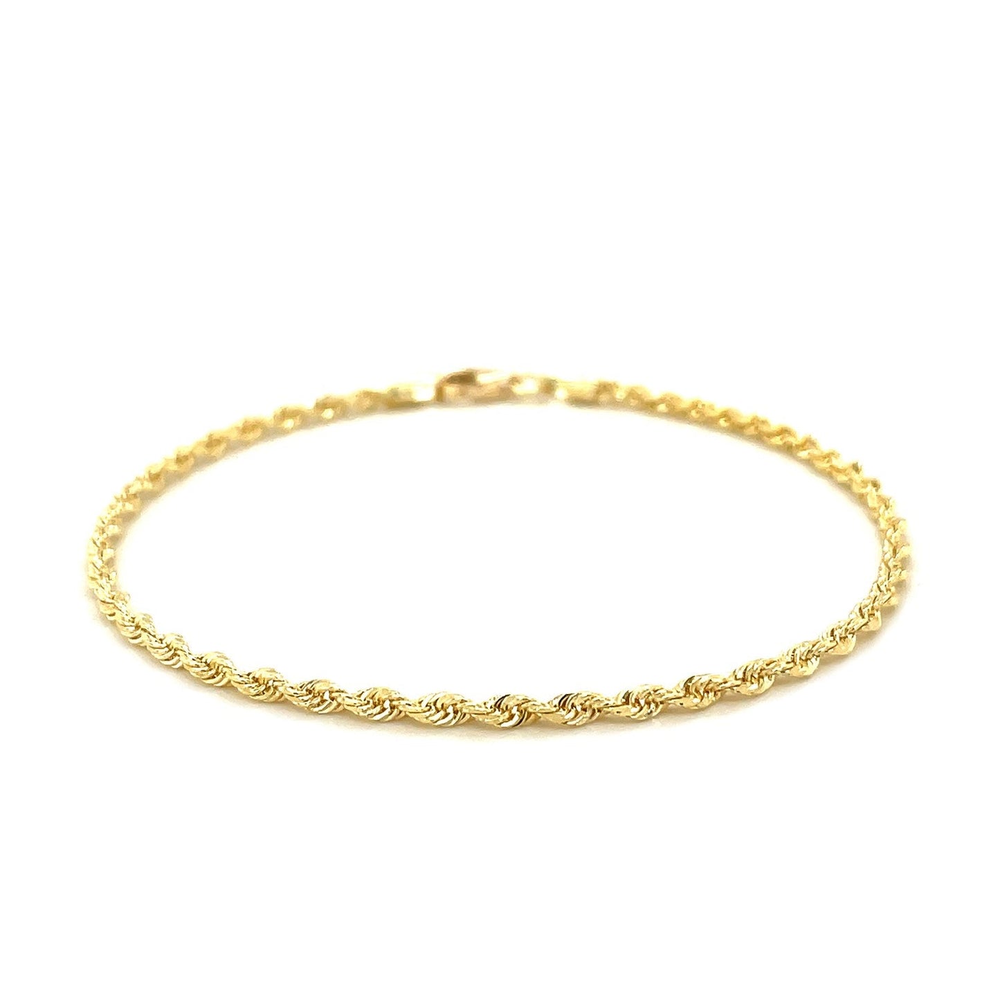 2.5mm 14k Yellow Gold Solid Diamond Cut Rope Bracelet-1