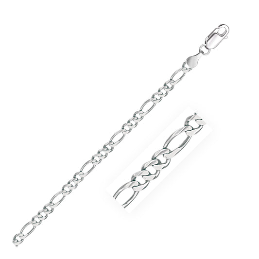 3.8mm 14k White Gold Solid Figaro Bracelet-0