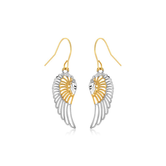 Two-Tone Wing Drop Earrings in 10K Gold-0