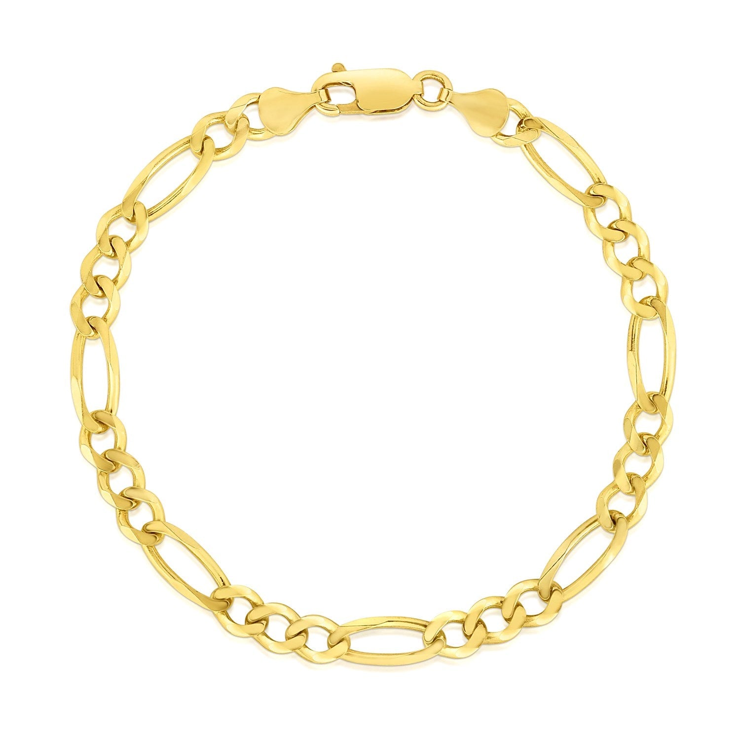 4.5mm 14k Yellow Gold Solid Figaro Bracelet-1