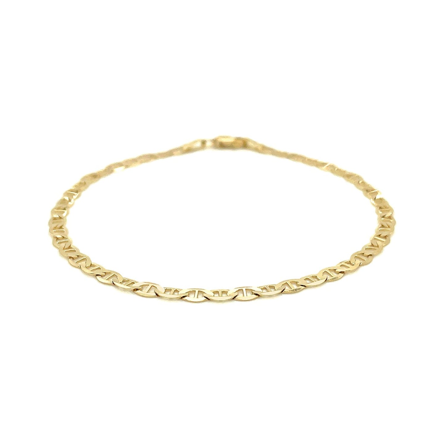 3.2mm 14k Yellow Gold Mariner Link Anklet-1