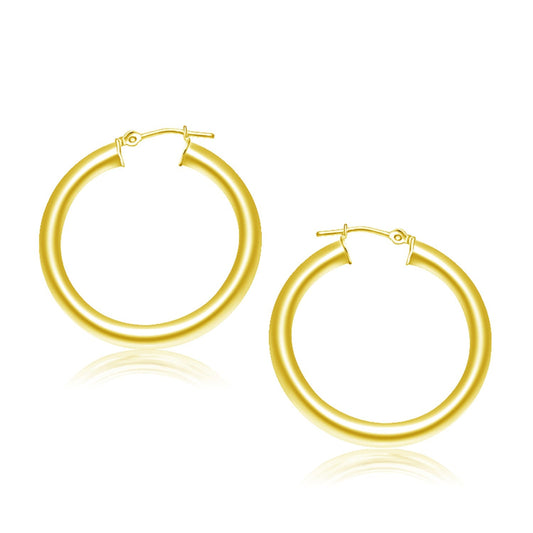 14k Yellow Gold Polished Hoop Earrings (30 mm)-0