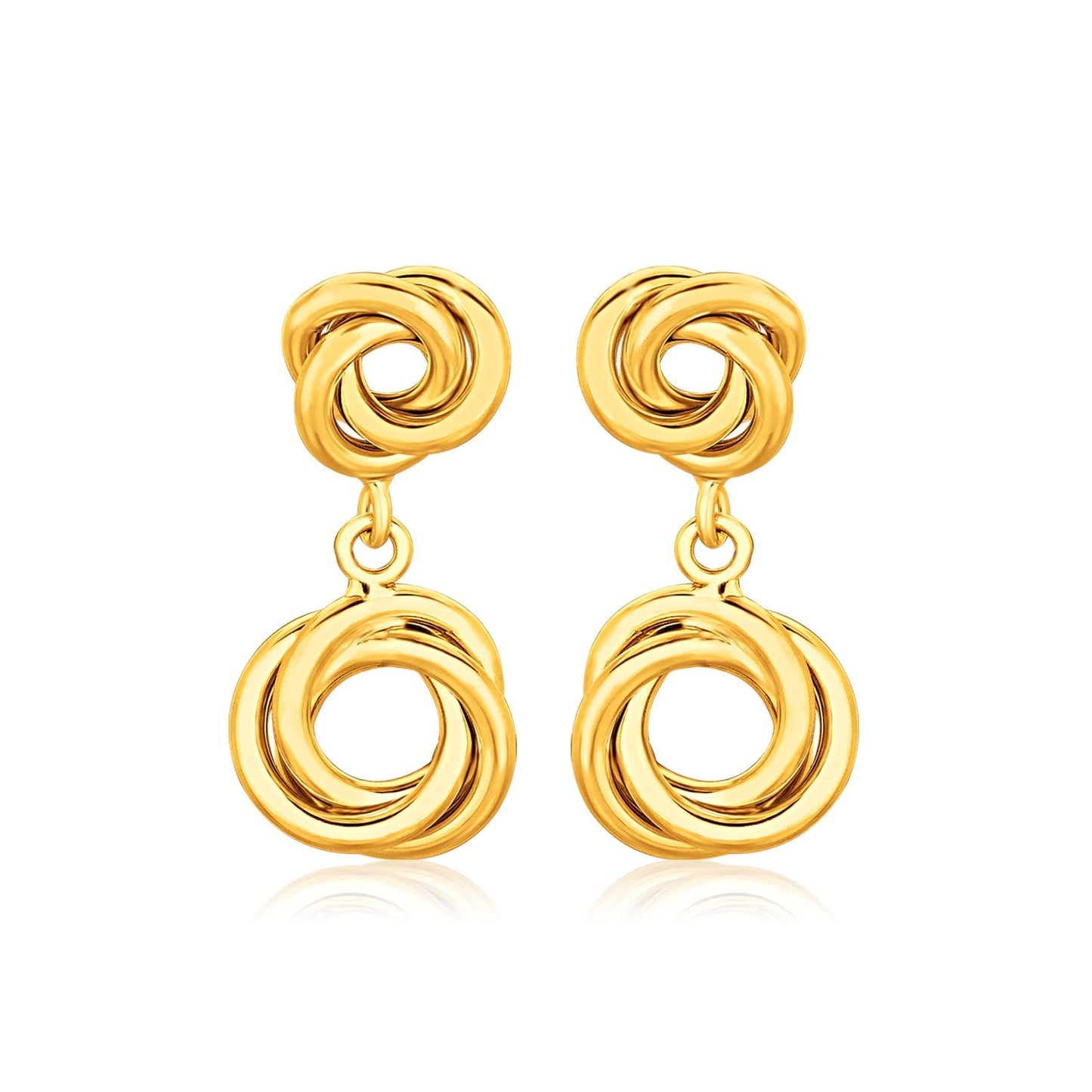 14k Yellow Gold Love Knot Stud Earrings with Drops-0