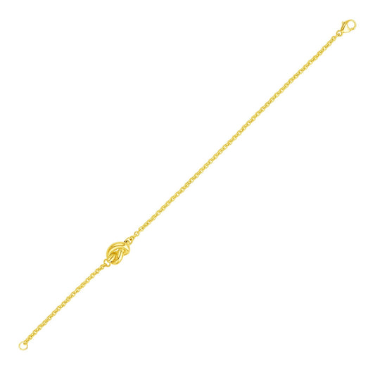 14k Yellow Gold Chain Bracelet with Polished Knot-0