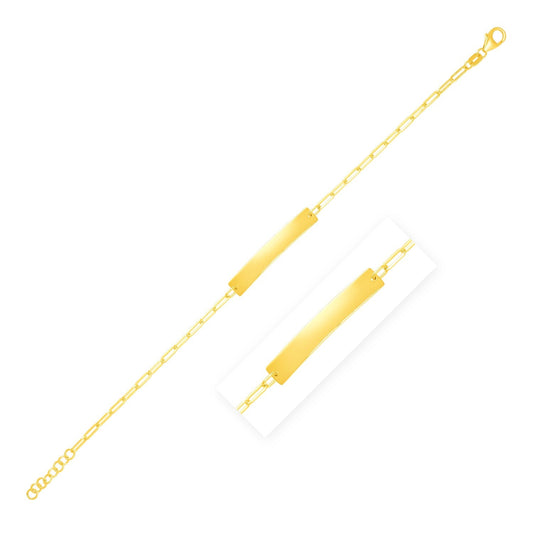 14k Yellow Gold 7 inch Paperclip Chain Bracelet with Bar-0