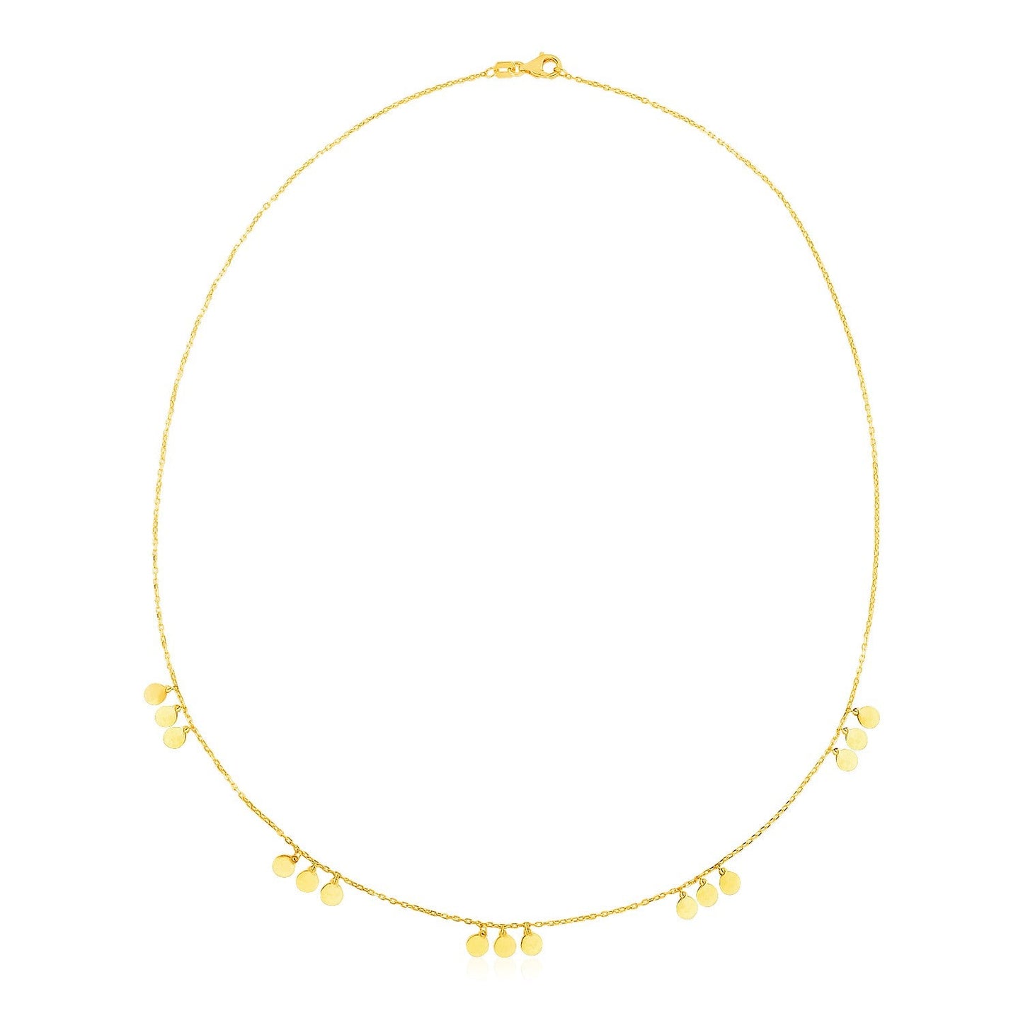 14k Yellow Gold Necklace with Circle Dangle Stations-0