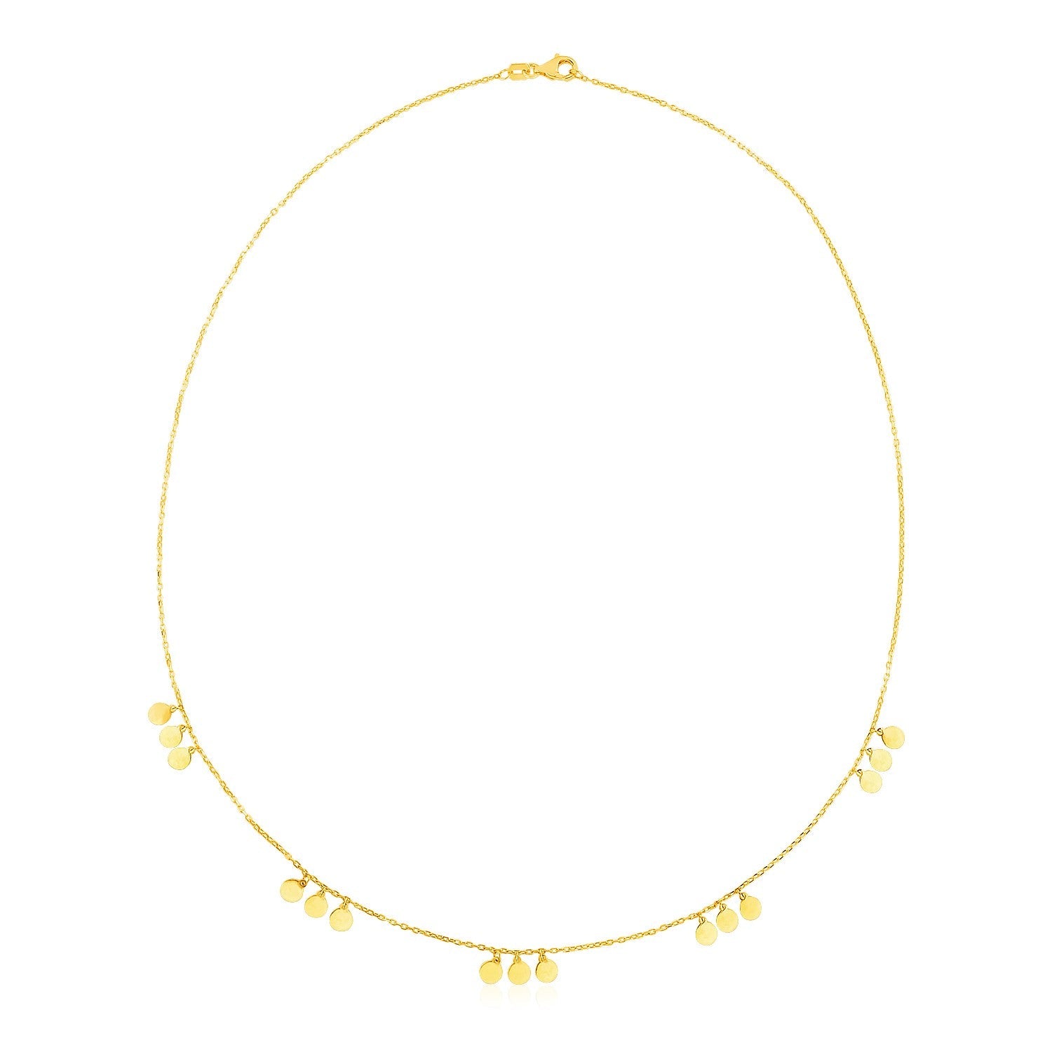 14k Yellow Gold Necklace with Circle Dangle Stations-0