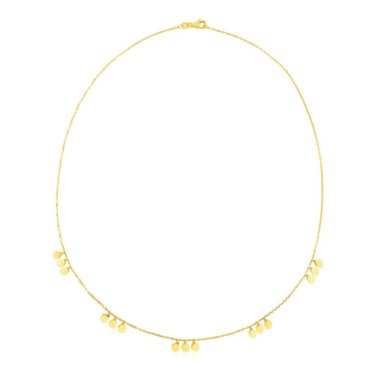 14k Yellow Gold Necklace with Circle Dangle Stations-0