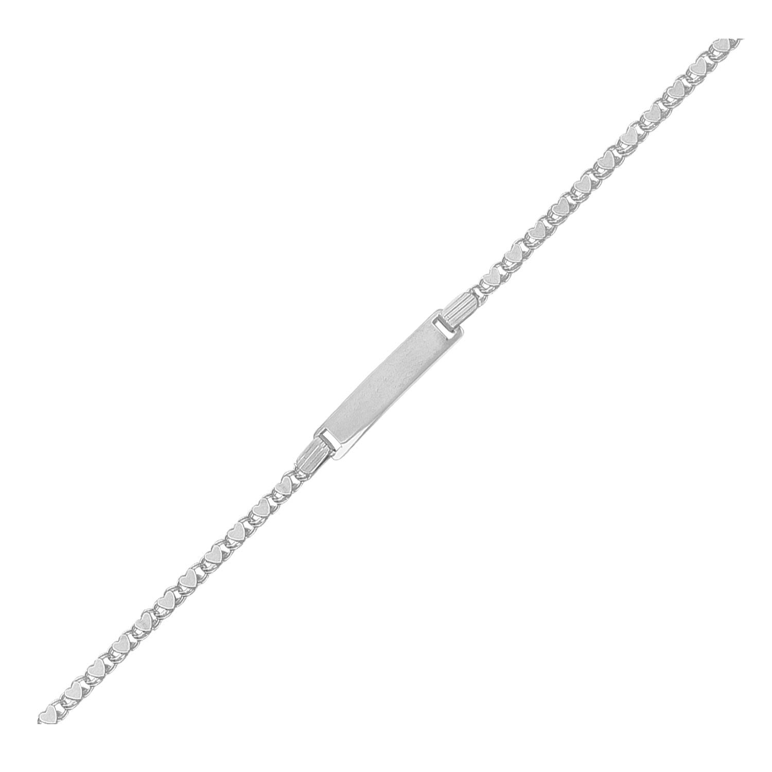 14k White Gold Childrens Heart Link ID Bracelet-0