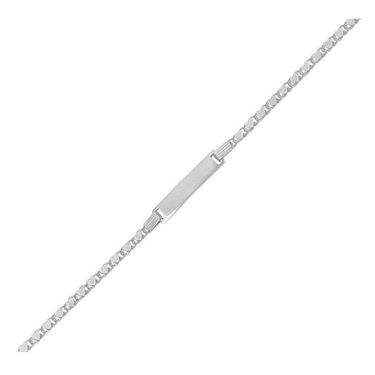 14k White Gold Childrens Heart Link ID Bracelet-0