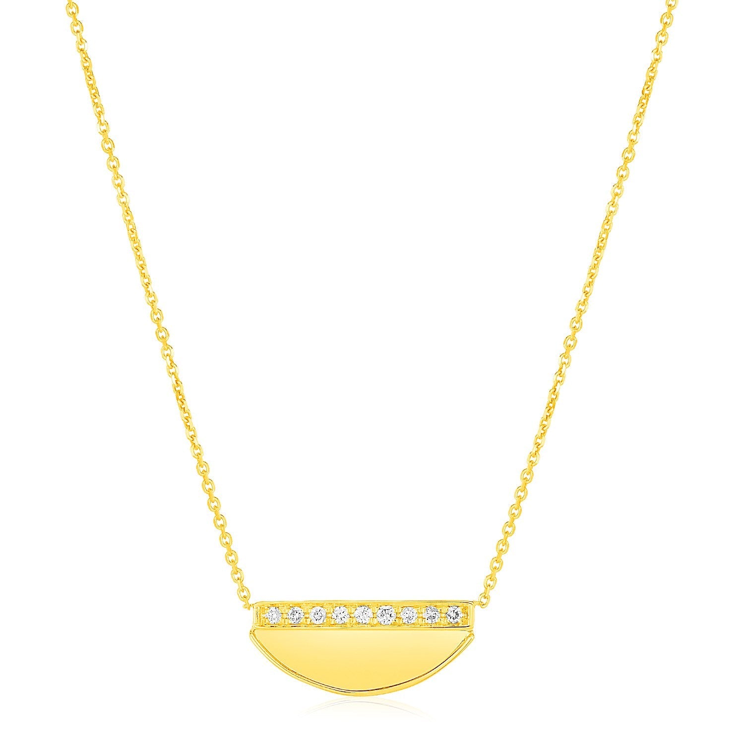 14K Yellow Gold Half Moon Necklace with Diamonds-0