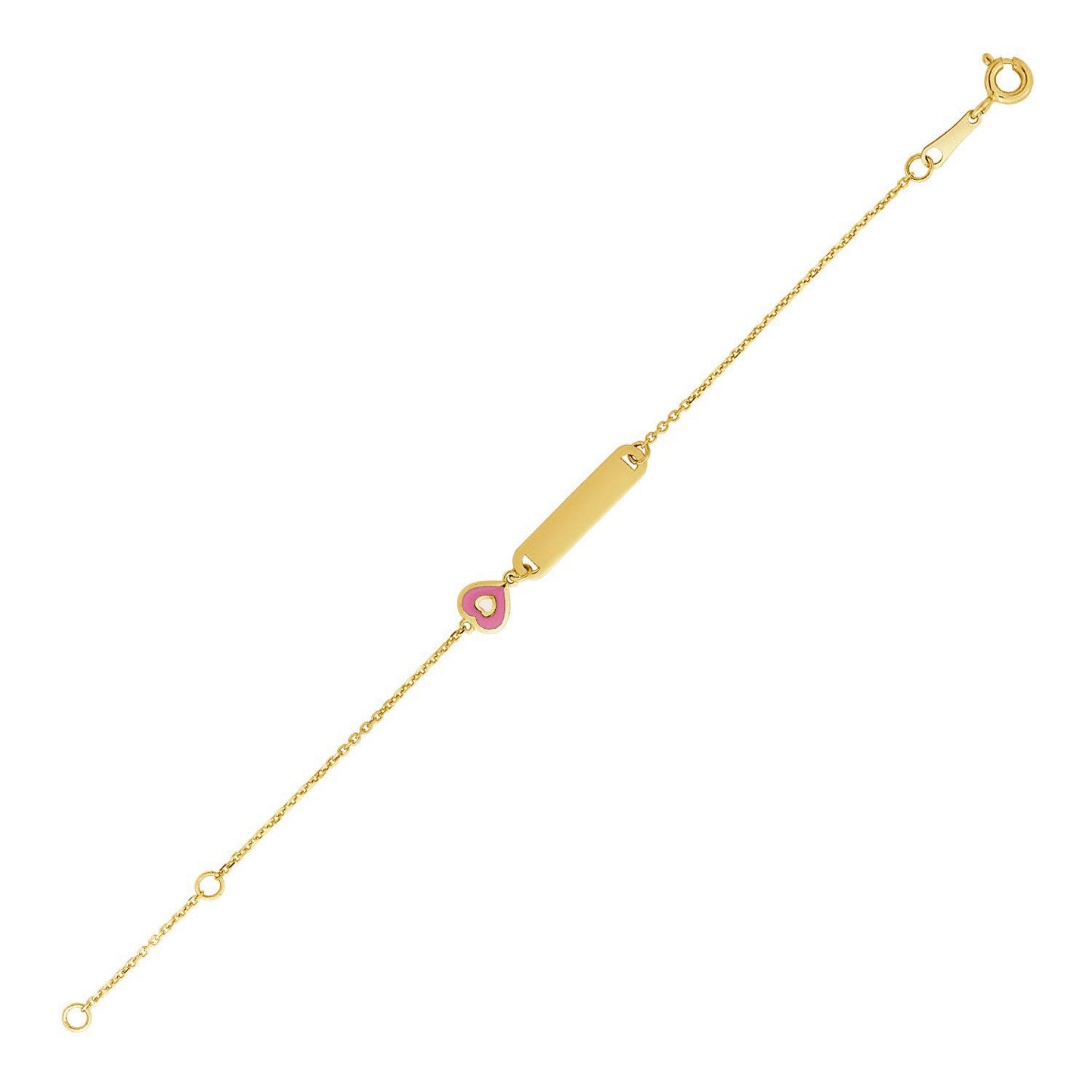 14k Yellow Gold 5 1/2 inch Childrens ID Bracelet with Enameled Heart-0