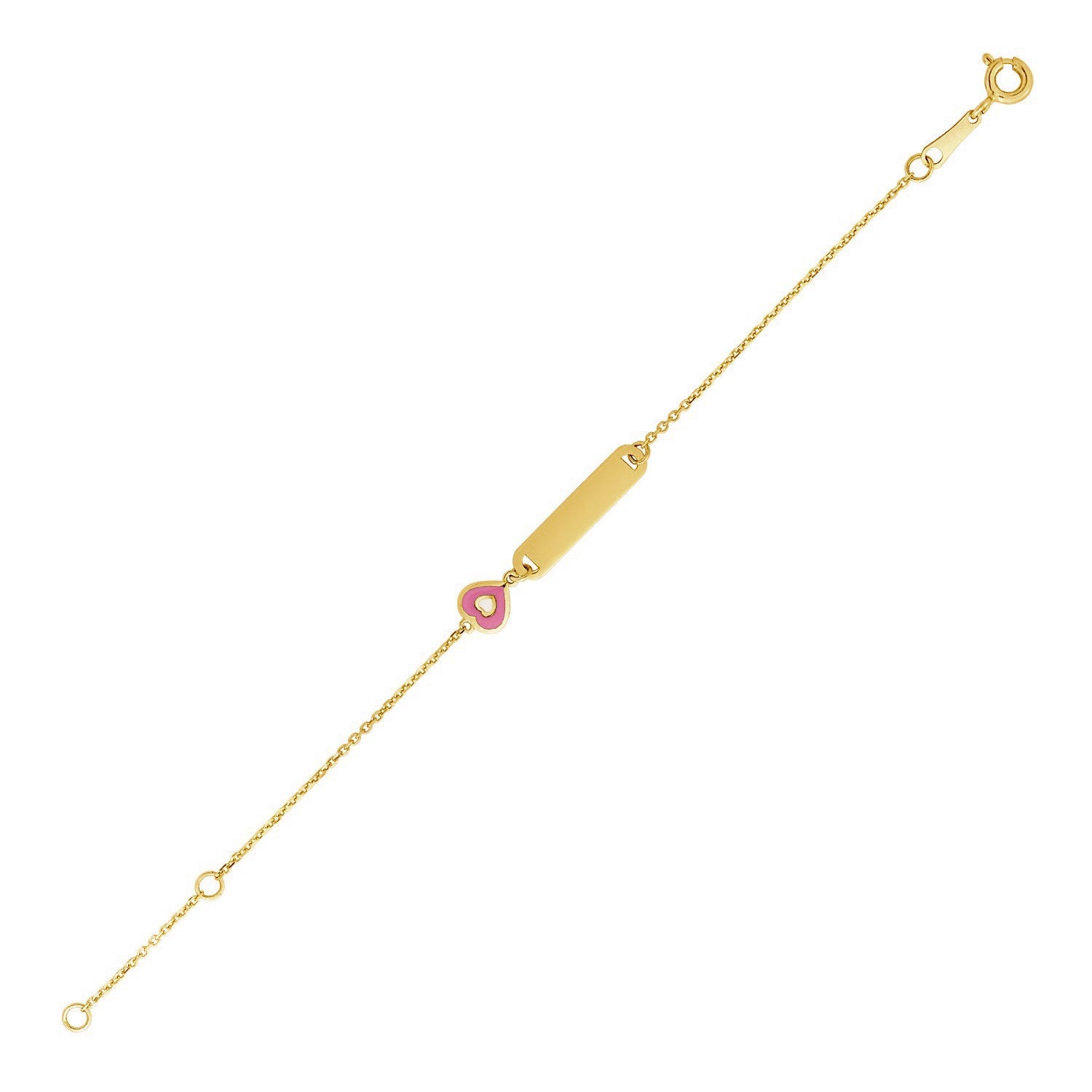 14k Yellow Gold 5 1/2 inch Childrens ID Bracelet with Enameled Heart-0
