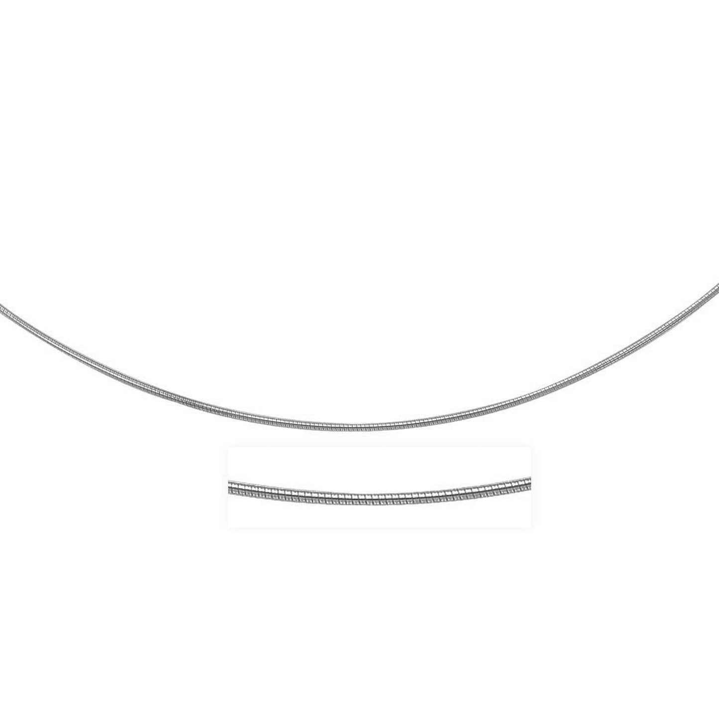 14k White Gold Thin Motif Round Omega Necklace-0