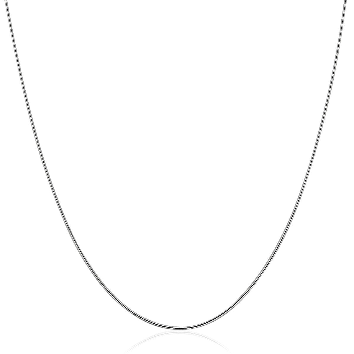 14k White Gold Thin Motif Round Omega Necklace-1