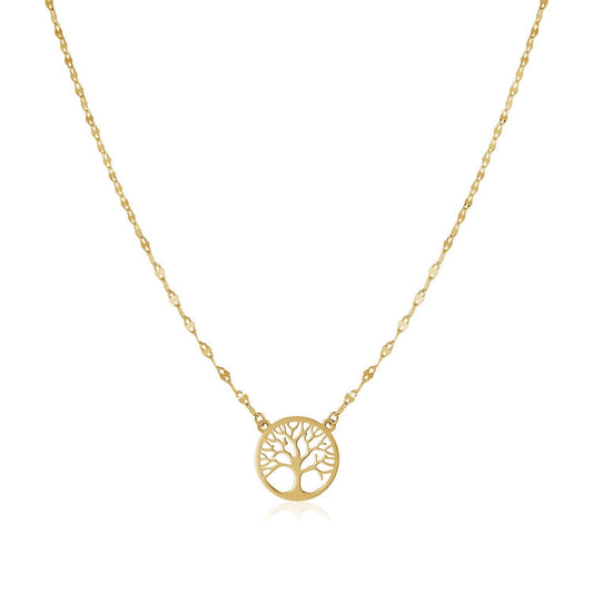 14K Yellow Gold Tree of Life Necklace-0