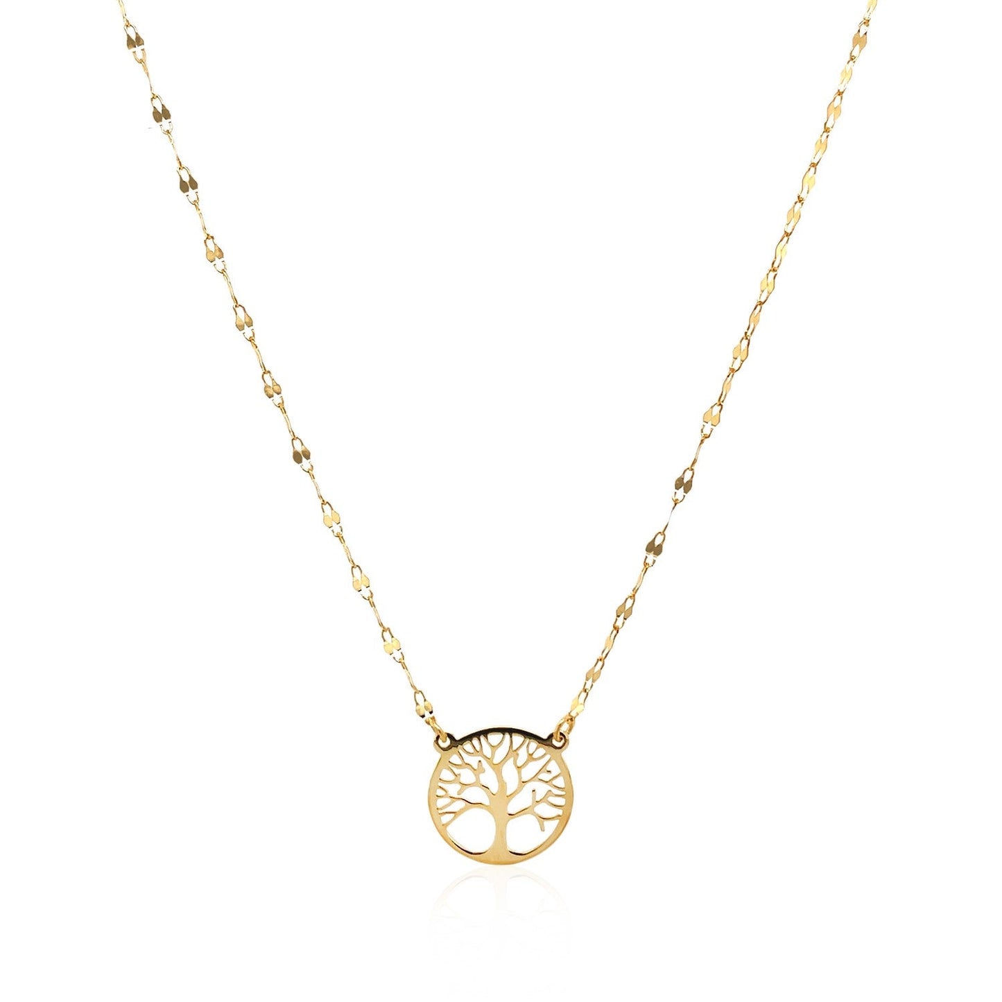 14K Yellow Gold Tree of Life Necklace-1