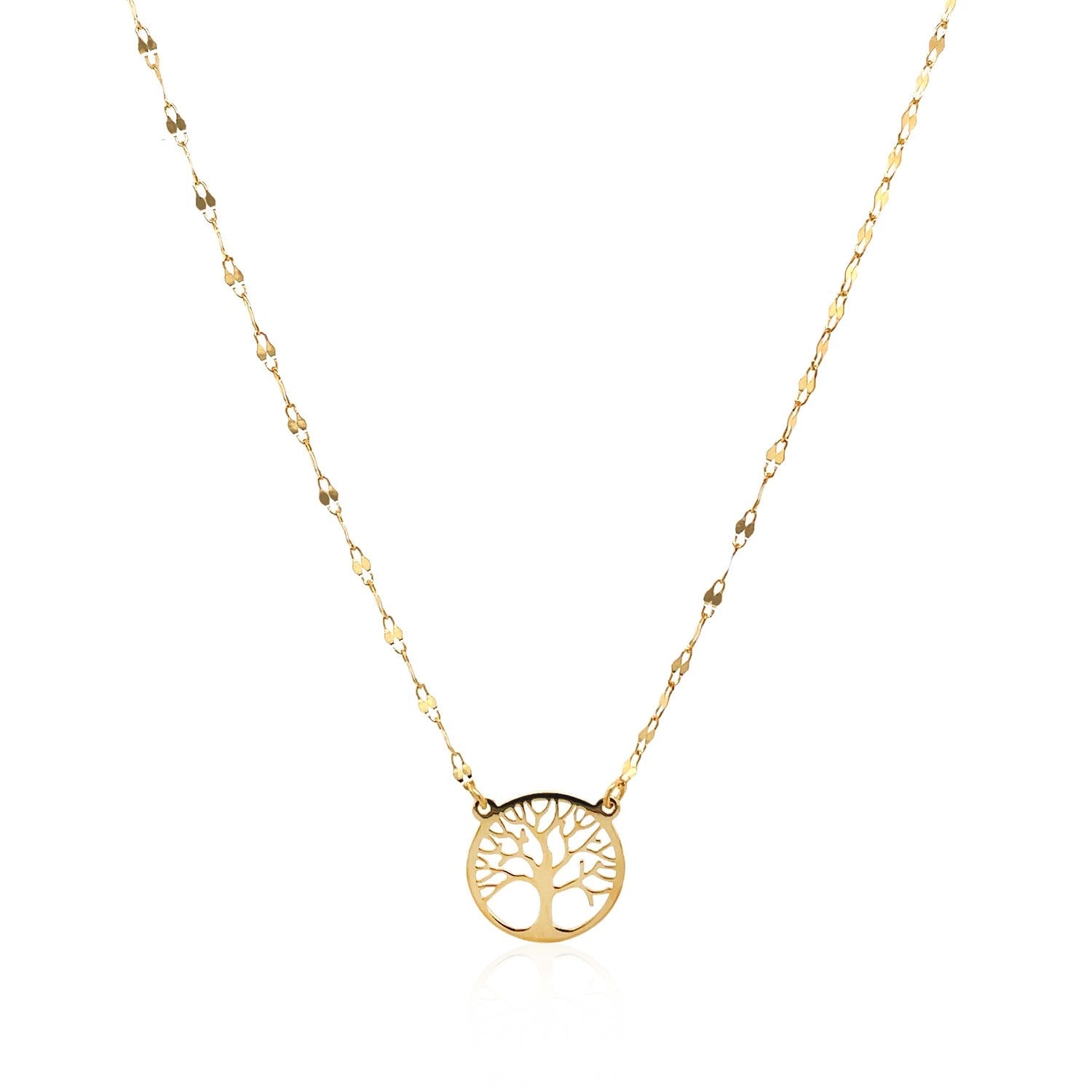 14K Yellow Gold Tree of Life Necklace-1