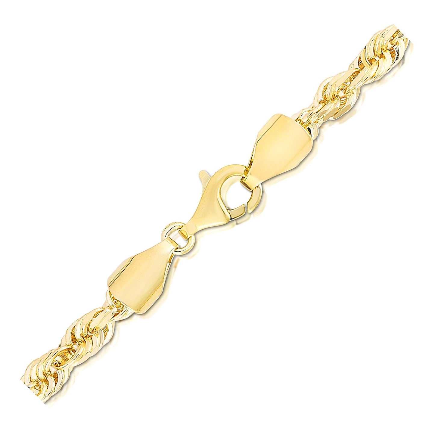 5.0mm 14k Yellow Gold Solid Diamond Cut Rope Bracelet-1