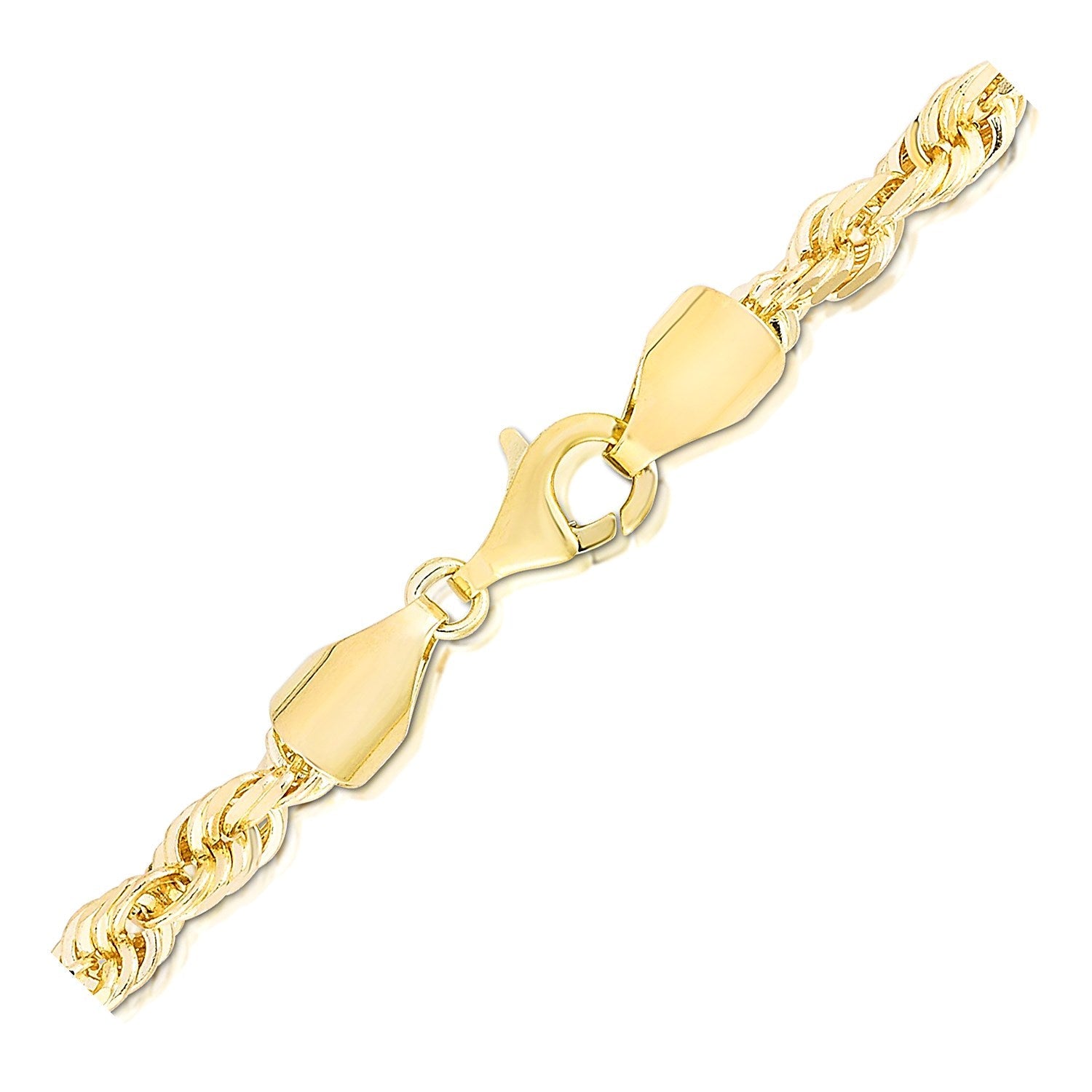 5.0mm 14k Yellow Gold Solid Diamond Cut Rope Bracelet-1