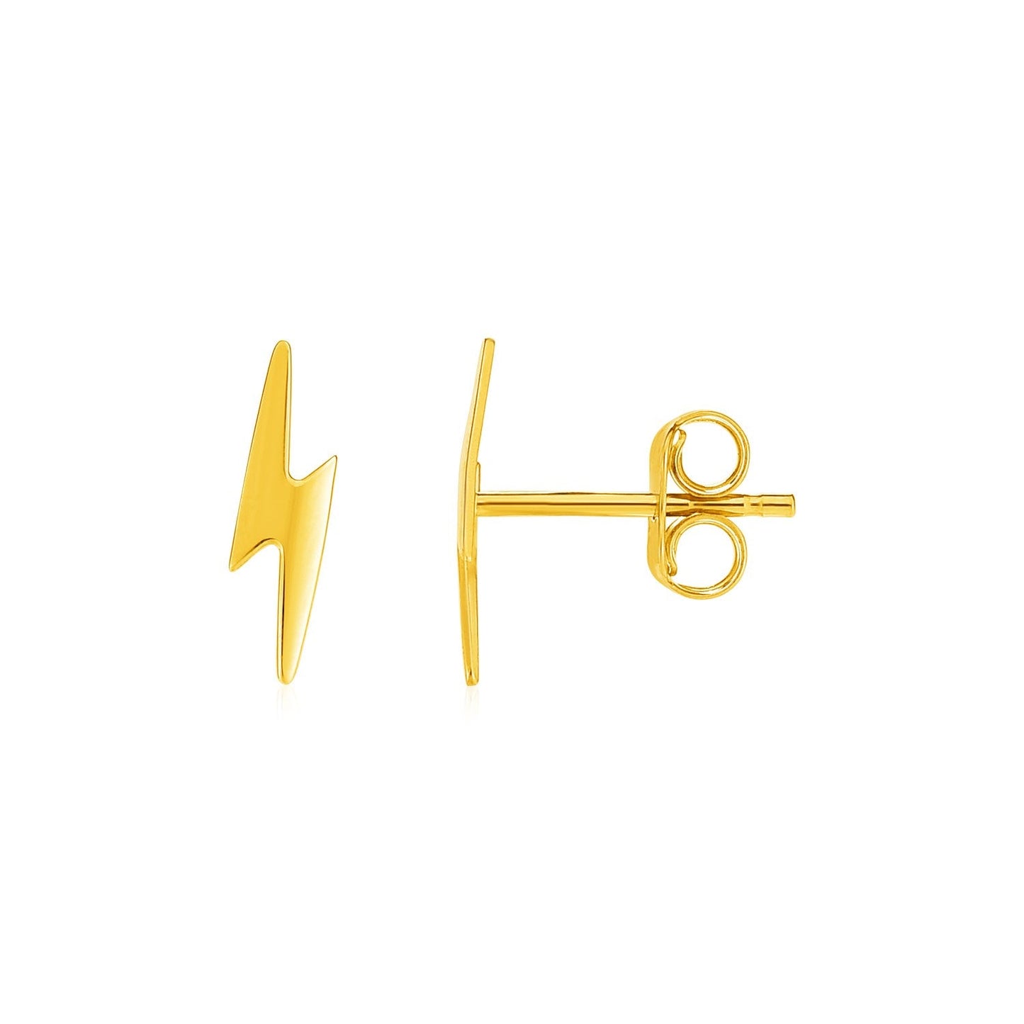 14k Yellow Gold Post Earrings with Lightning Bolts-0