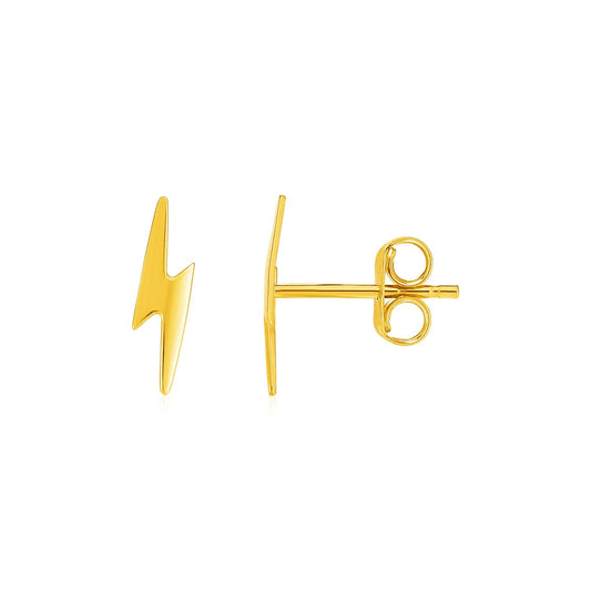 14k Yellow Gold Post Earrings with Lightning Bolts-0