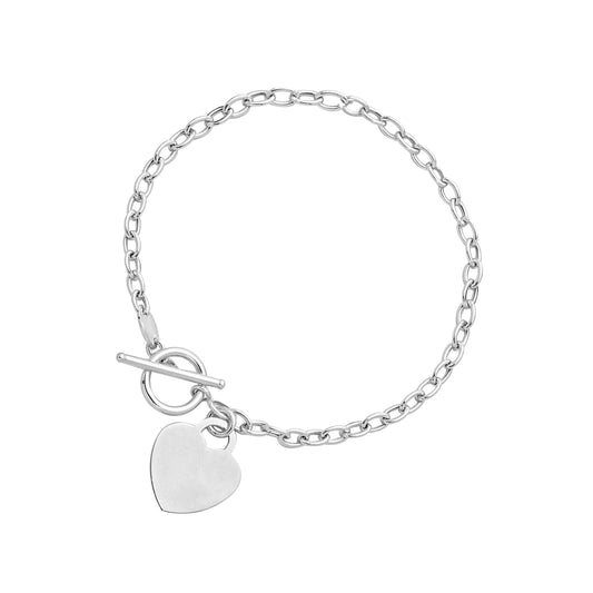 Toggle Bracelet with Heart Charm in 14k White Gold-0