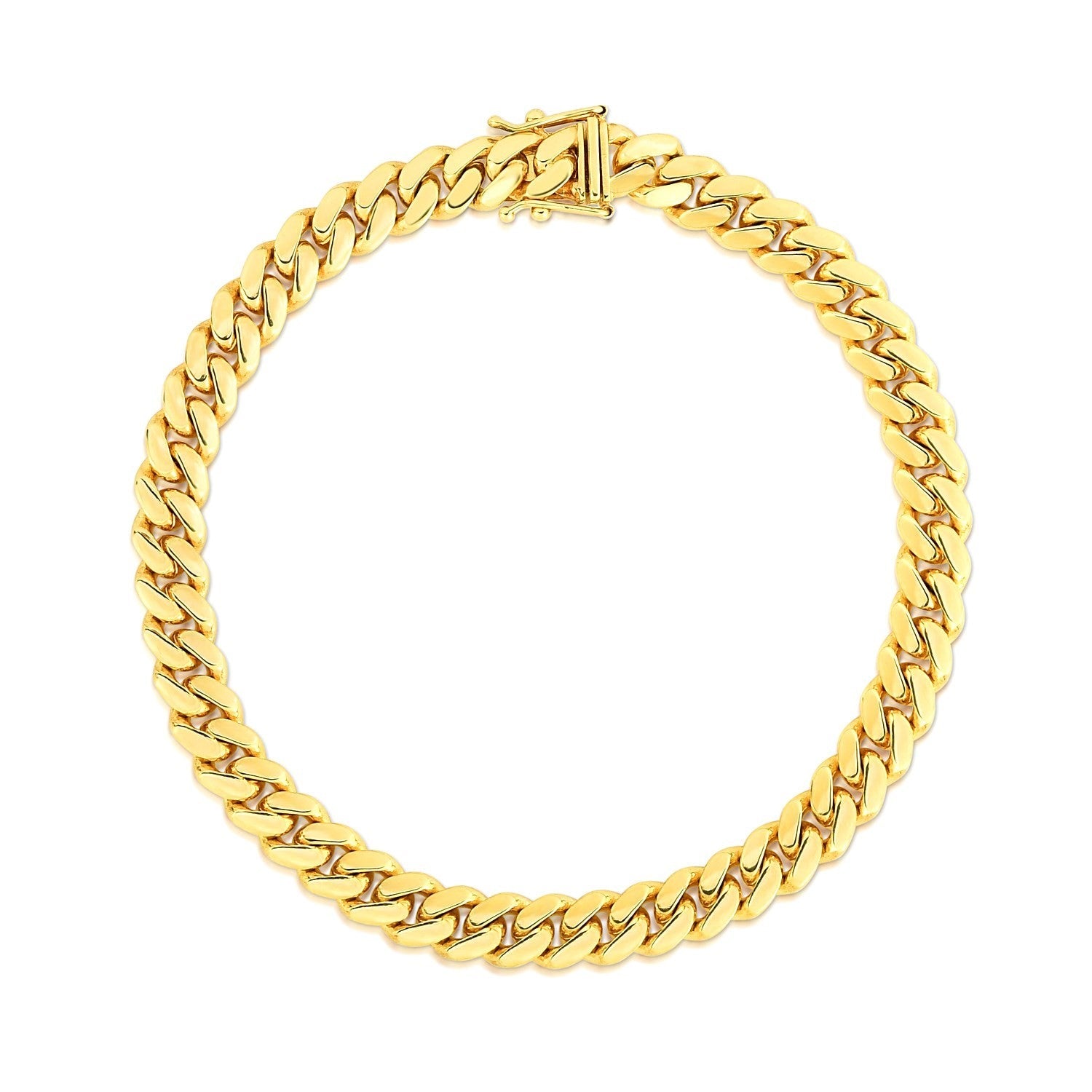 7.0mm 10k Yellow Gold Classic Miami Cuban Solid Bracelet-1