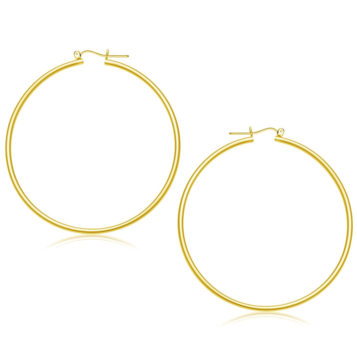 14k Yellow Gold Polished Hoop Earrings (55 mm)-0