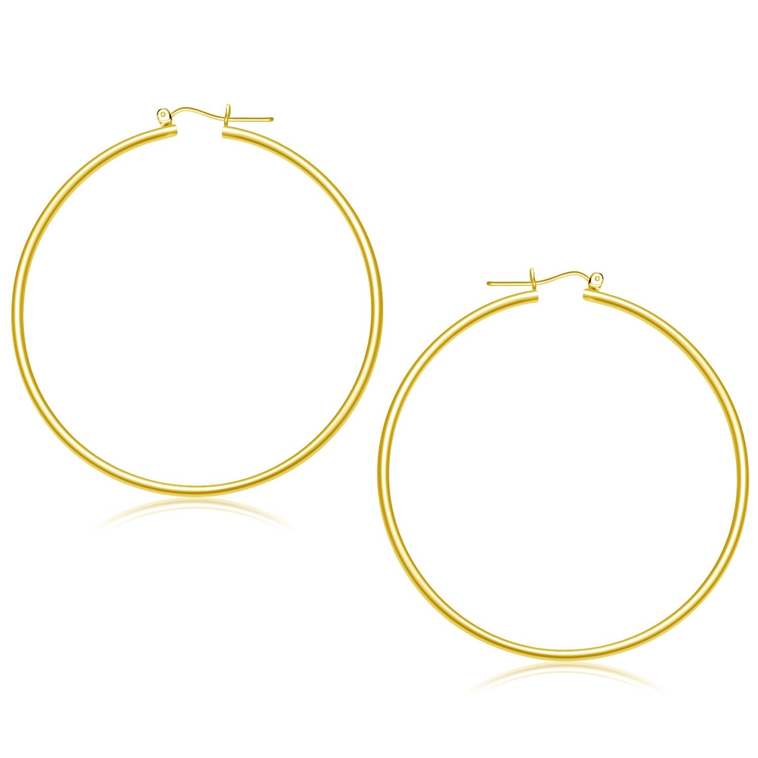14k Yellow Gold Polished Hoop Earrings (55 mm)-0