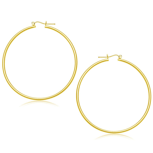 14k Yellow Gold Polished Hoop Earrings (55 mm)-0