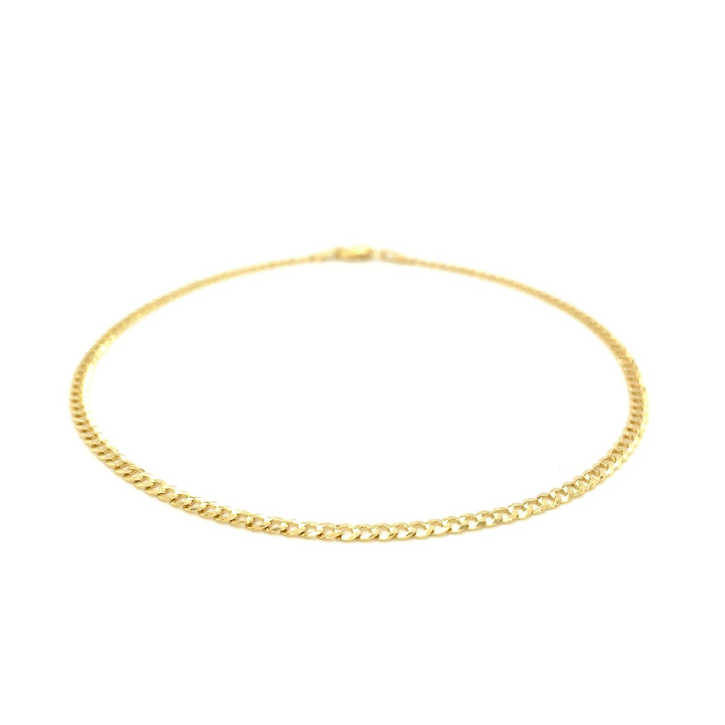 2.5mm 14k Yellow Gold Curb Link Anklet-1