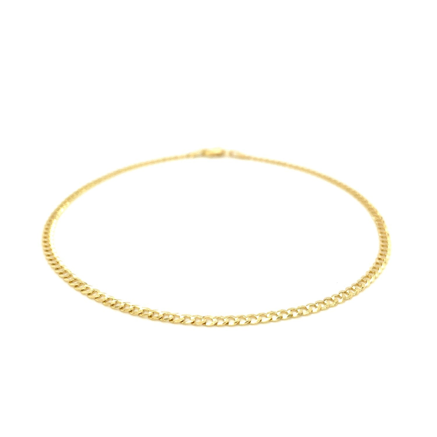 2.5mm 14k Yellow Gold Curb Link Anklet-1