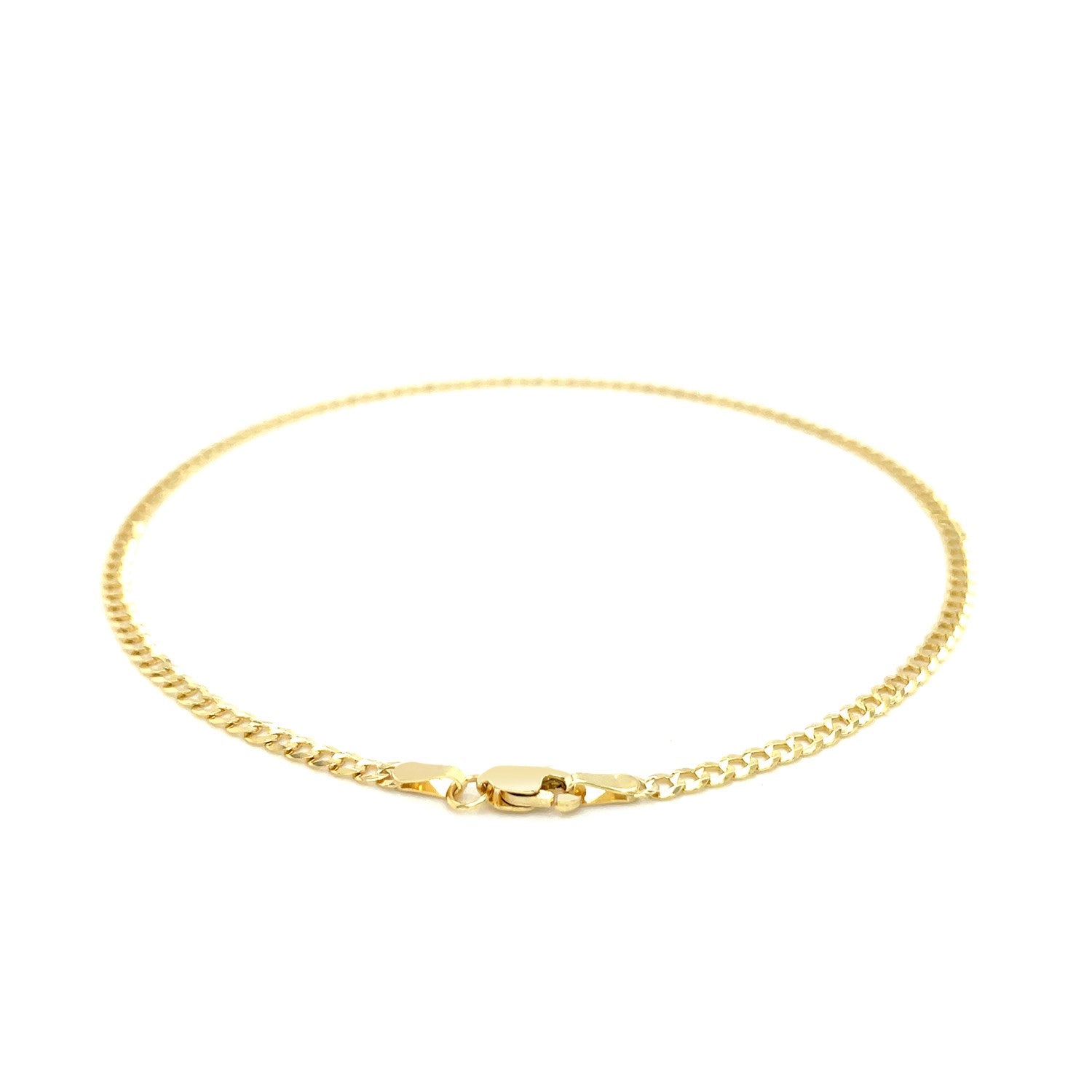 2.5mm 14k Yellow Gold Curb Link Anklet-2