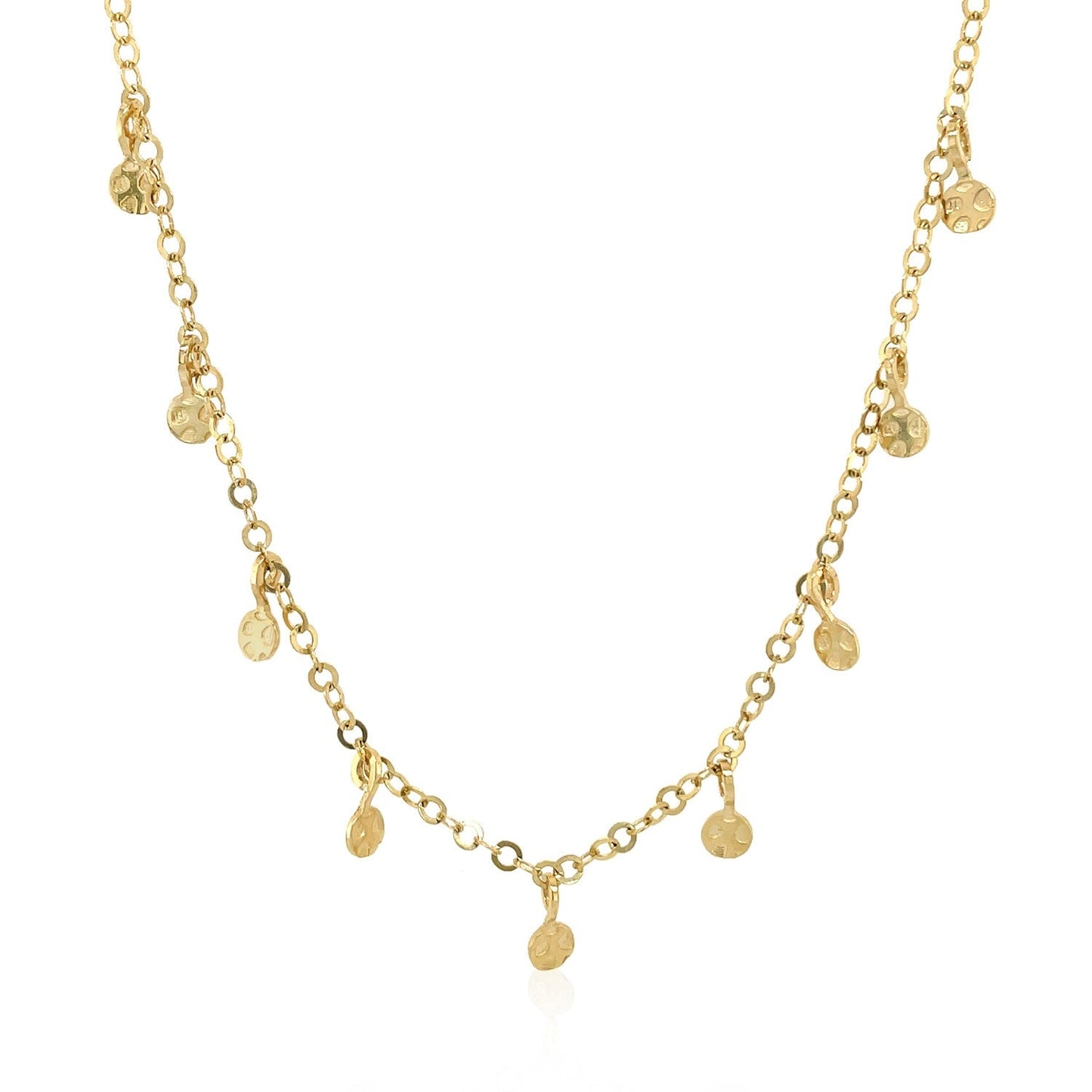 Choker Necklace with Hammered Beads in 14k Yellow Gold-1