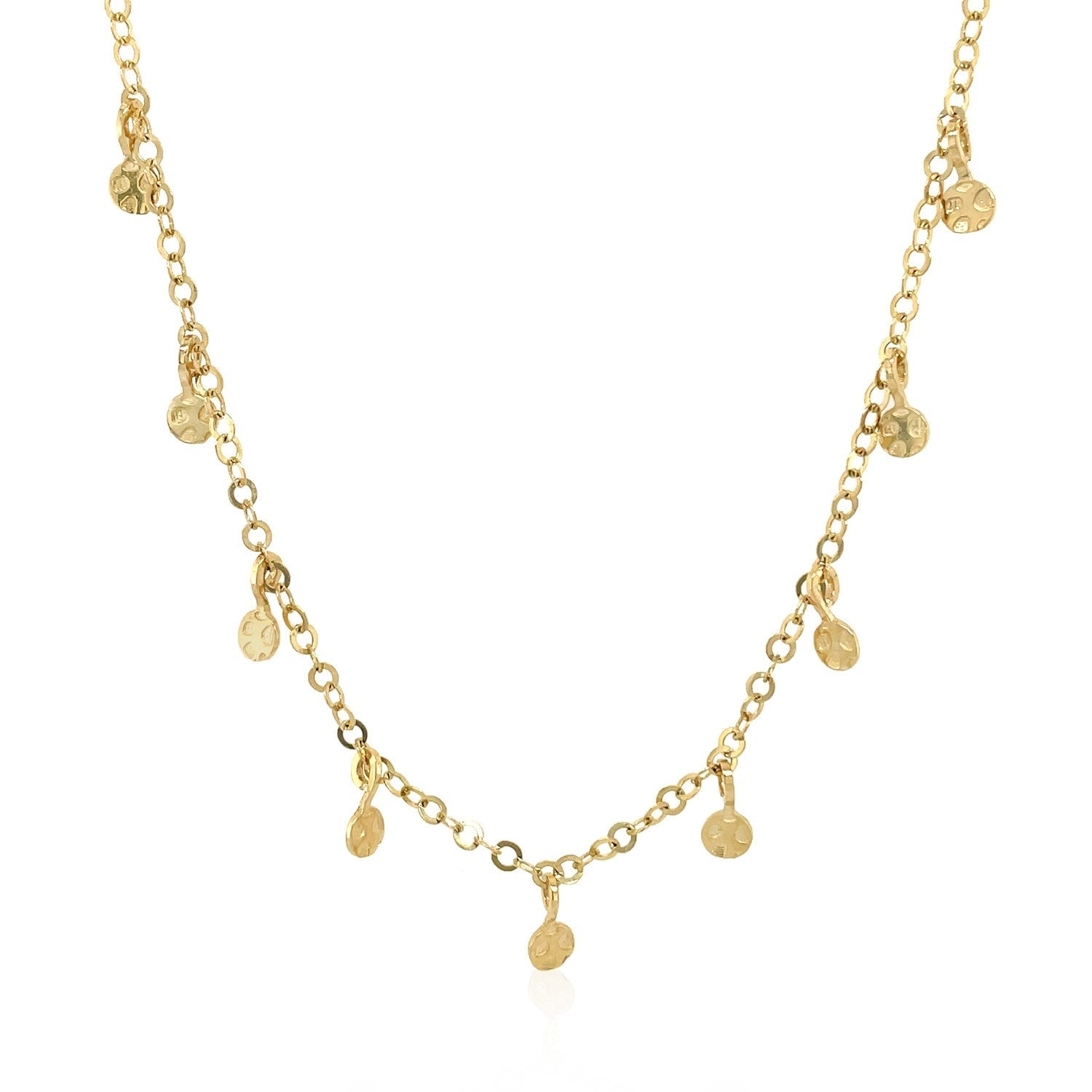Choker Necklace with Hammered Beads in 14k Yellow Gold-1