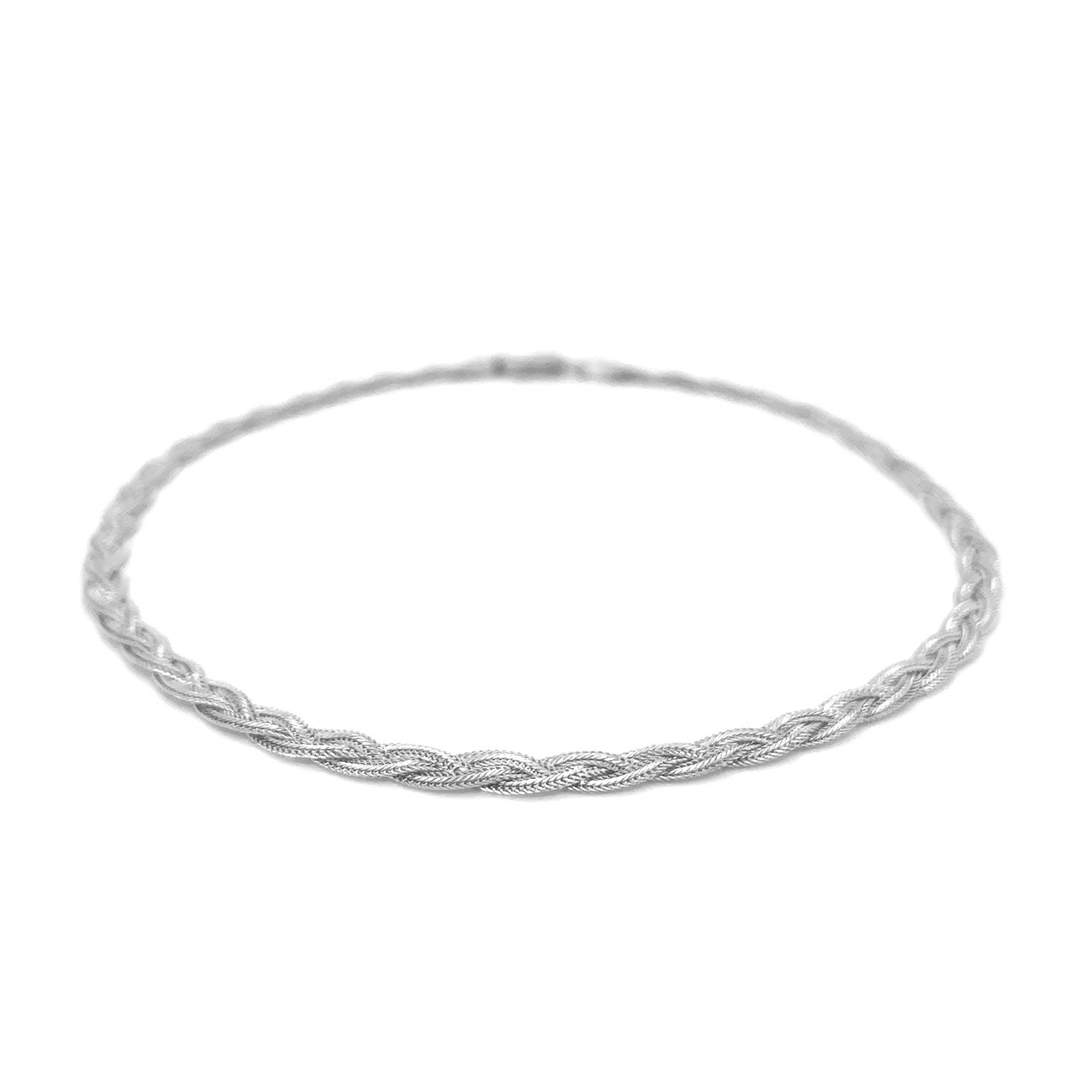 3.5mm 14k White Braided Foxtail Anklet-2