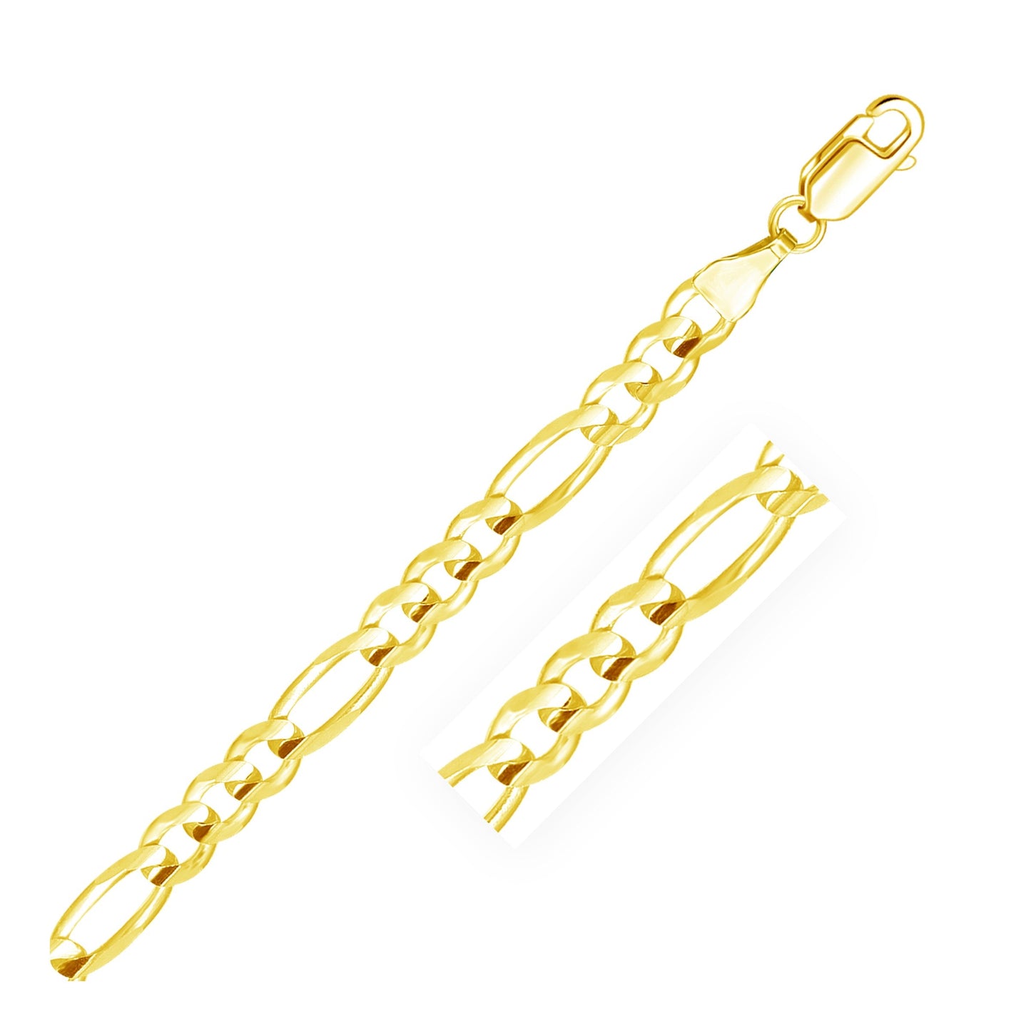 6.0mm 14k Yellow Gold Solid Figaro Bracelet-0