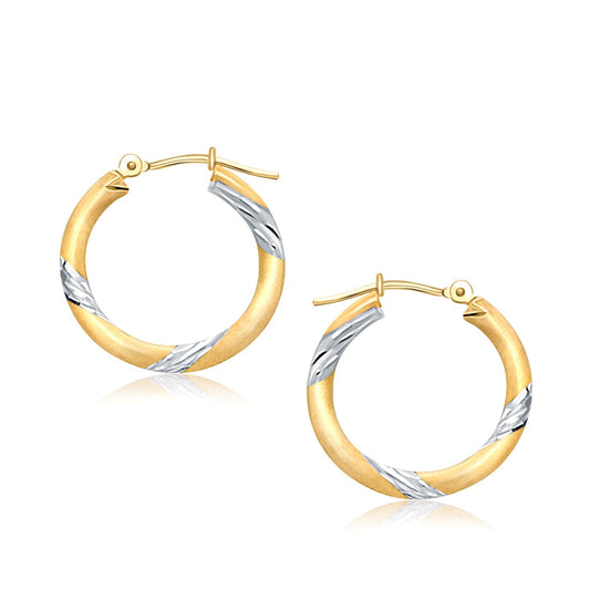 14k Two Tone Gold Polished Hoop Earrings (20 mm)-0