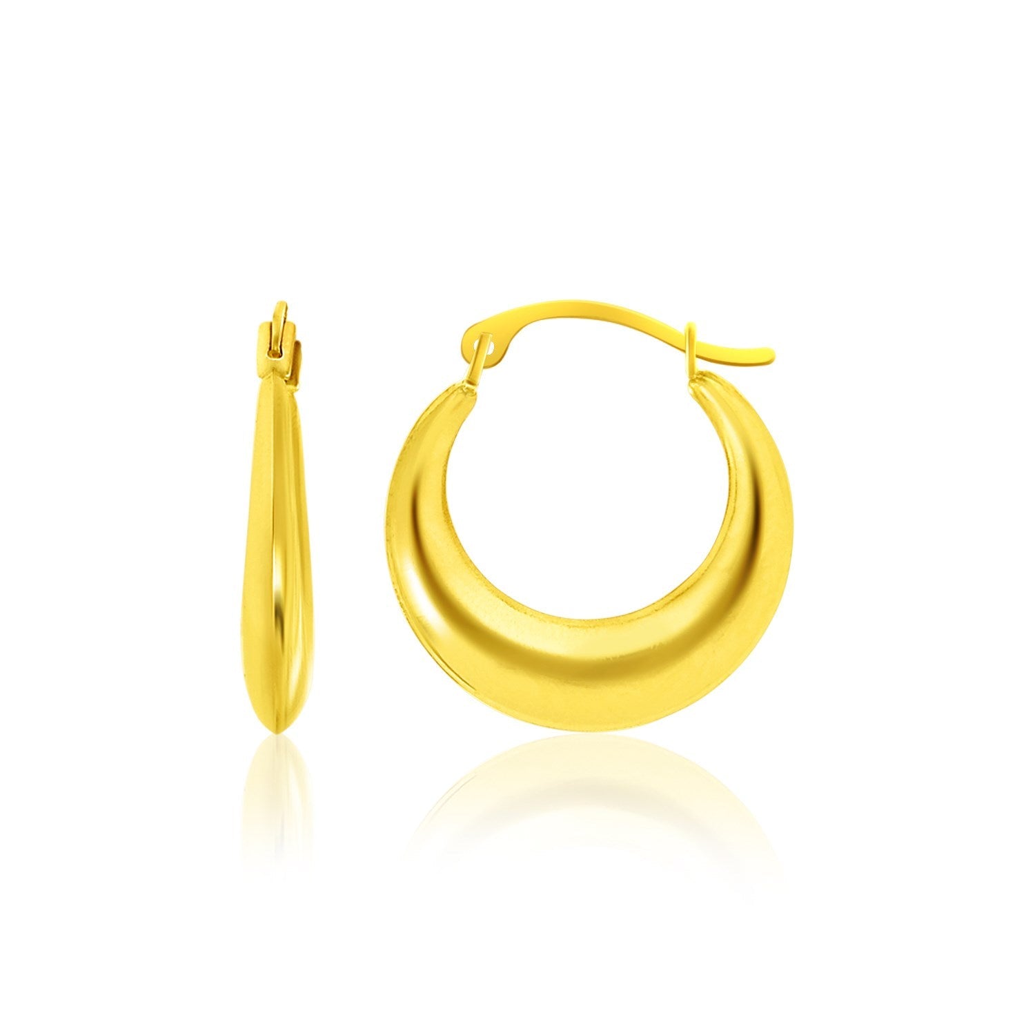14k Yellow Gold Graduated Round Shape Hoop Earrings-0