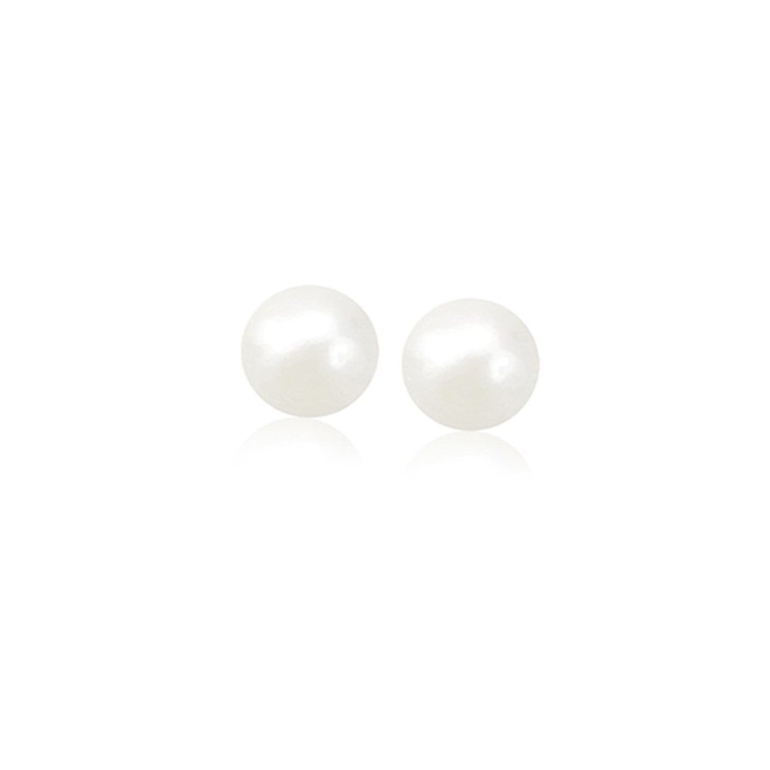 14k Yellow Gold Freshwater Cultured White Pearl Stud Earrings (6.0 mm)-0