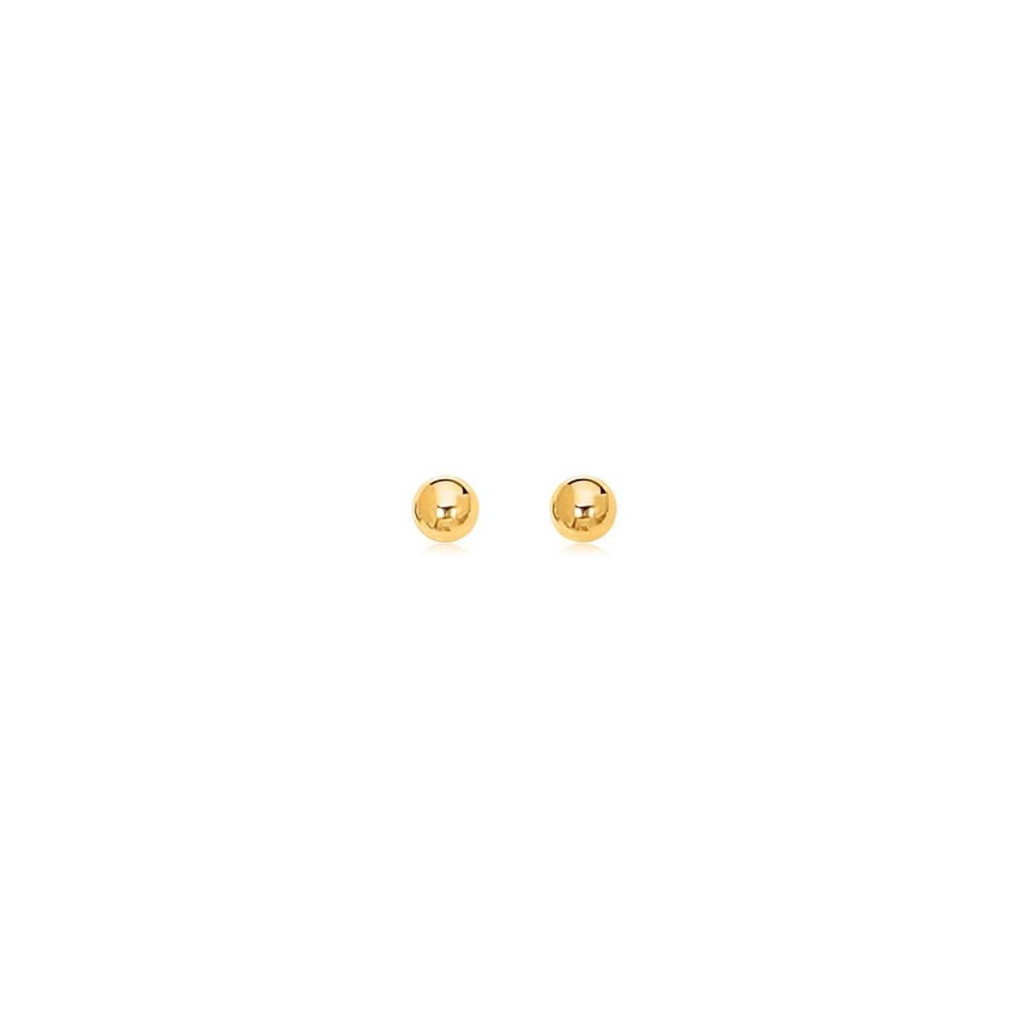 14k Yellow Gold Polished Round Stud Earrings-0