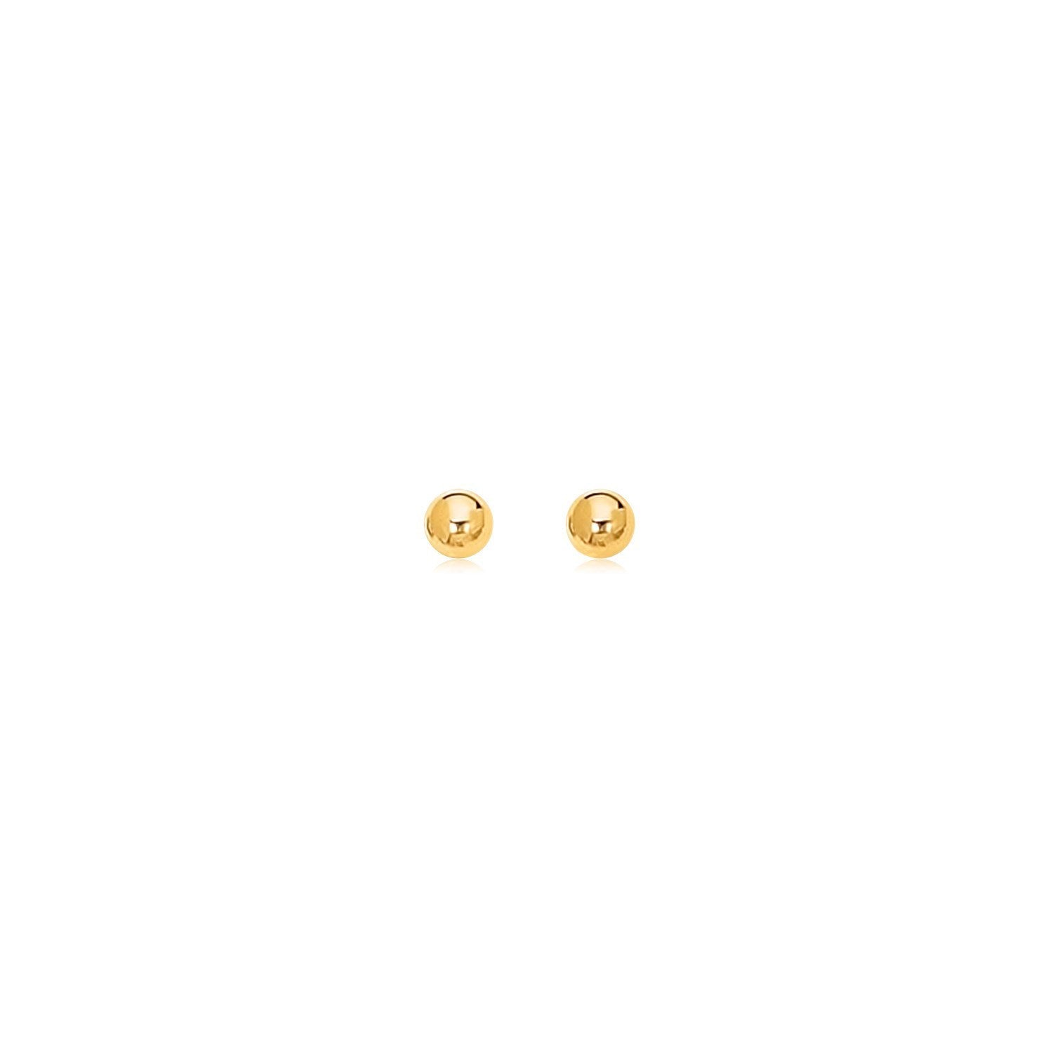 14k Yellow Gold Polished Round Stud Earrings-0
