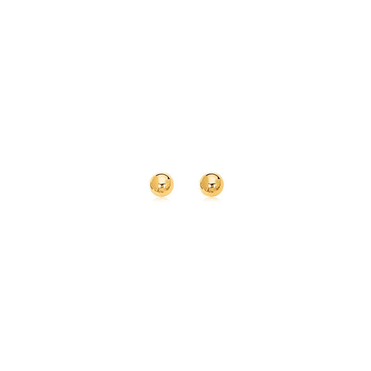 14k Yellow Gold Polished Round Stud Earrings-0