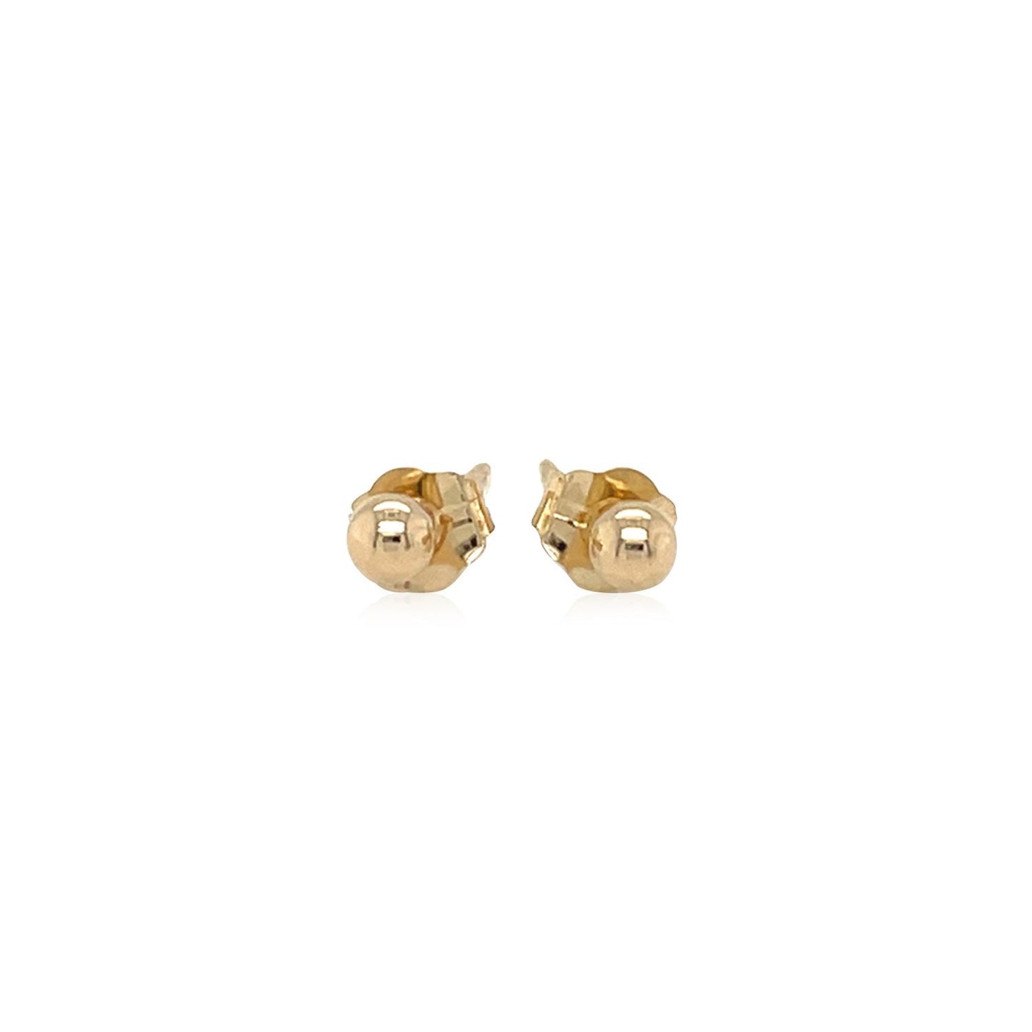 14k Yellow Gold Polished Round Stud Earrings-1