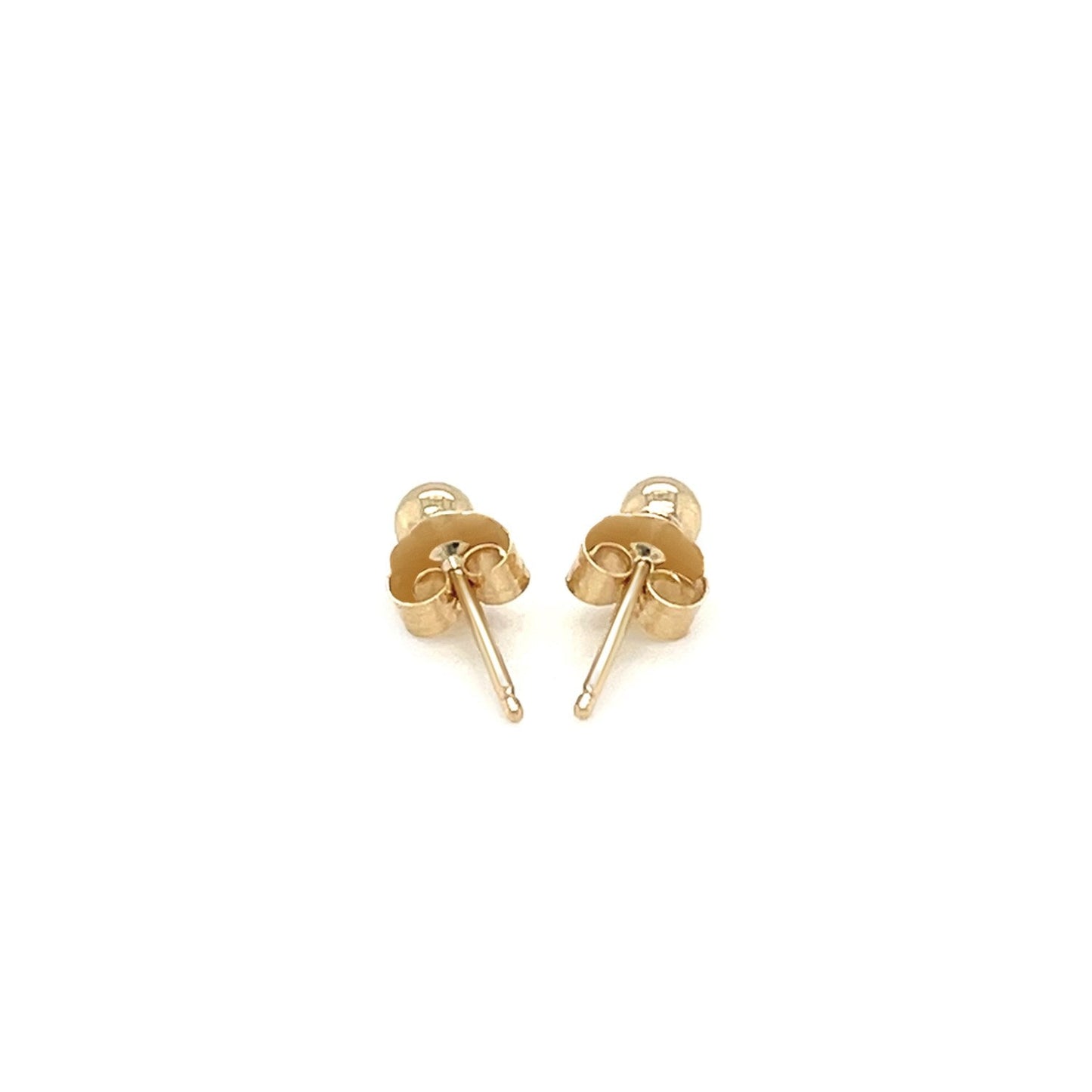 14k Yellow Gold Polished Round Stud Earrings-2