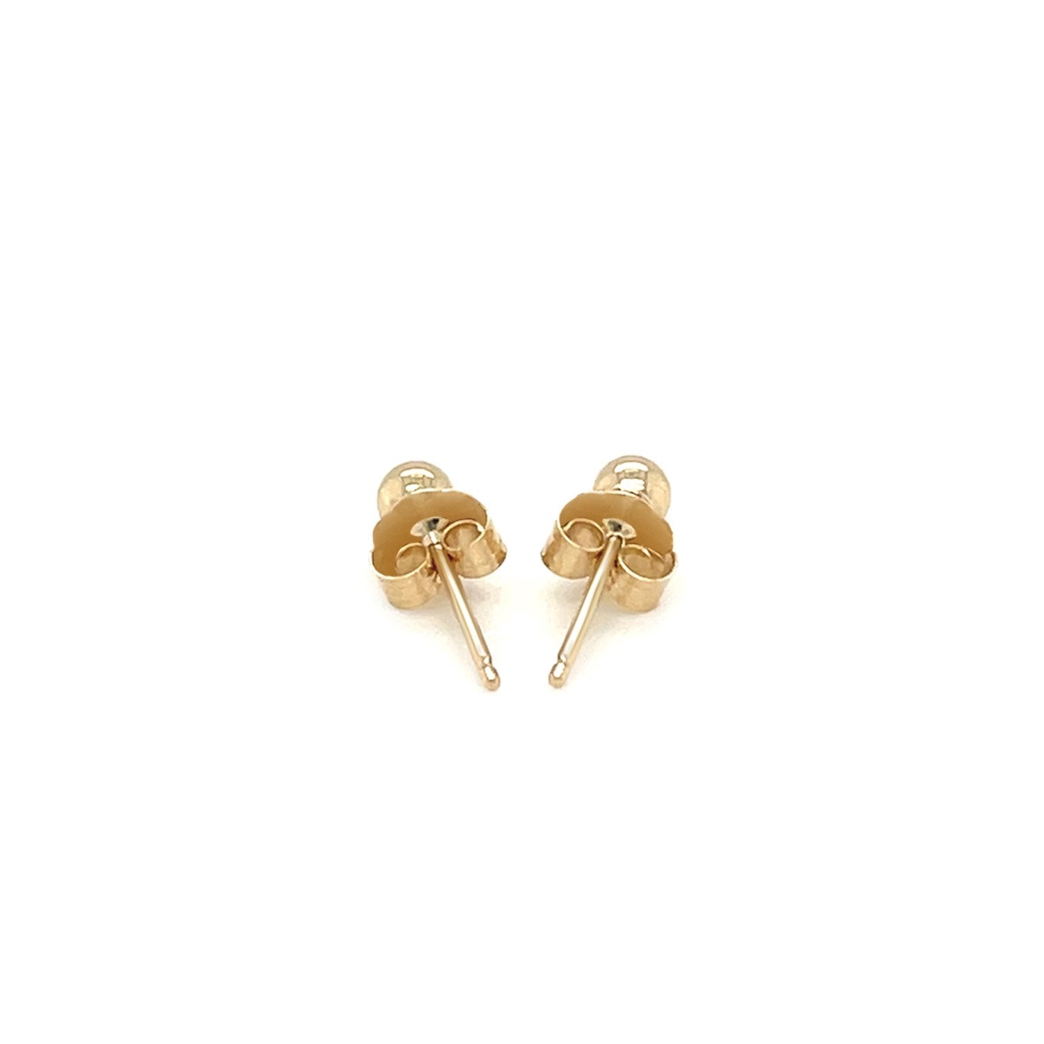 14k Yellow Gold Polished Round Stud Earrings-2