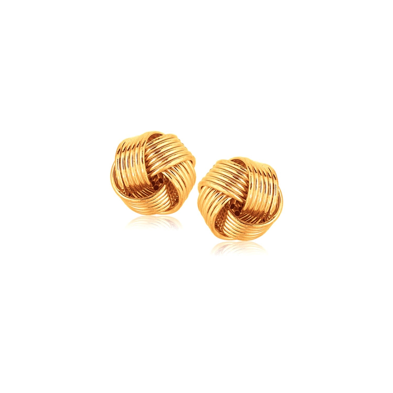 14k Yellow Gold Interlaced Love Knot Stud Earrings-0