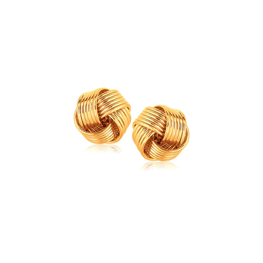 14k Yellow Gold Interlaced Love Knot Stud Earrings-0