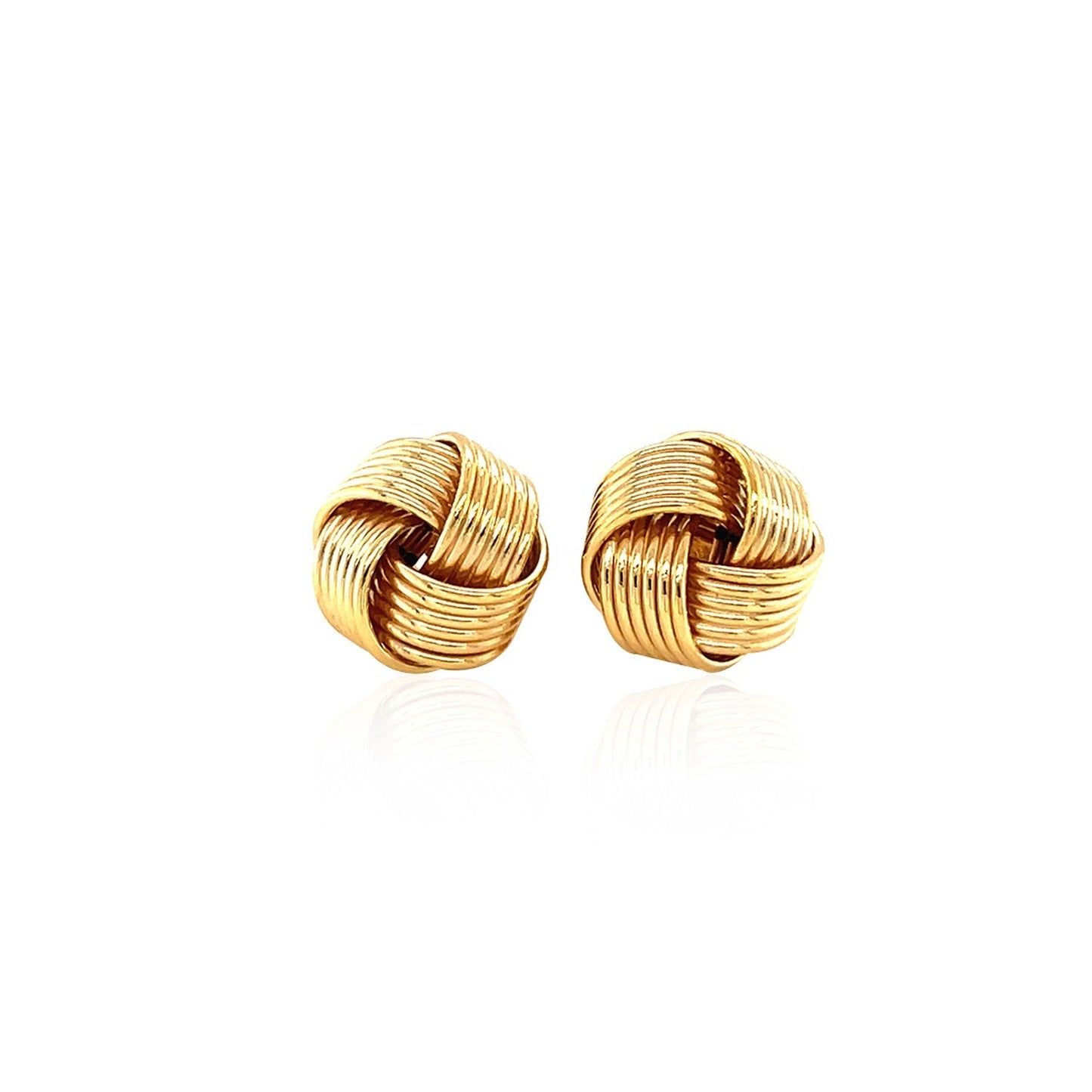 14k Yellow Gold Interlaced Love Knot Stud Earrings-1